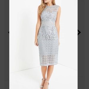 Little Mistress ASOS Waterlily Crochet Silver Gray Lace Midi Dress Illusion